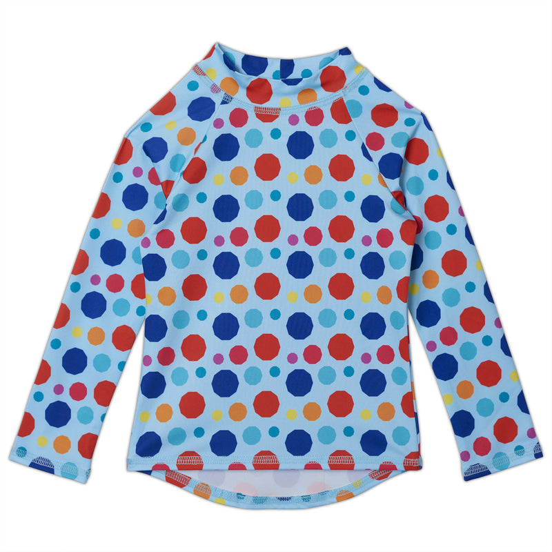 Dots Long Sleeve Rash Guard Top UPF 50+for Girls