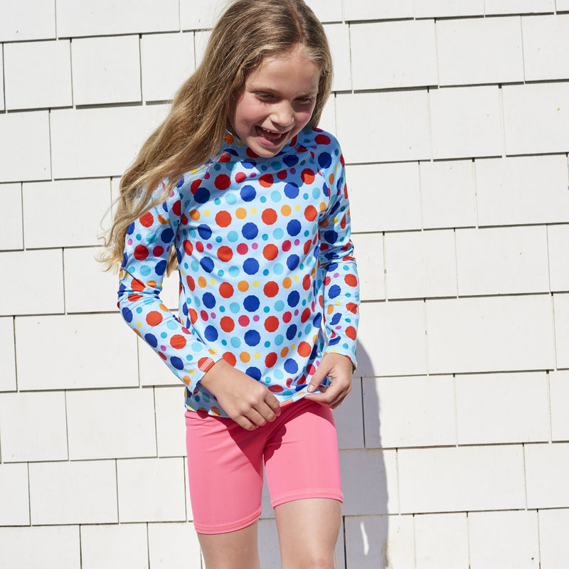 Dots Long Sleeve Rash Guard Top UPF 50+for Girls