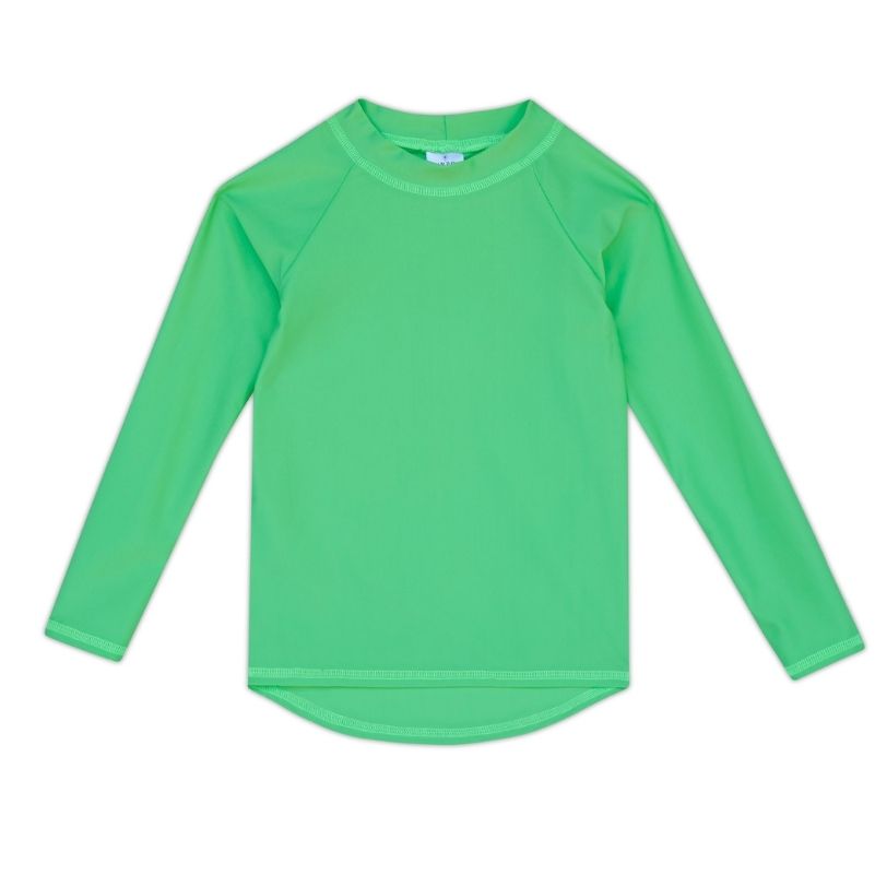 Kids Long-Sleeve Rashguard Top UPF 50+ in Lime Green