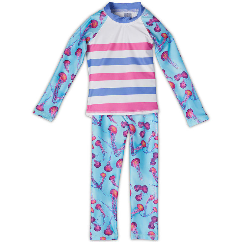 Pink Jellyfish 2Pc Rash Guard Set Girls Sunpoplife