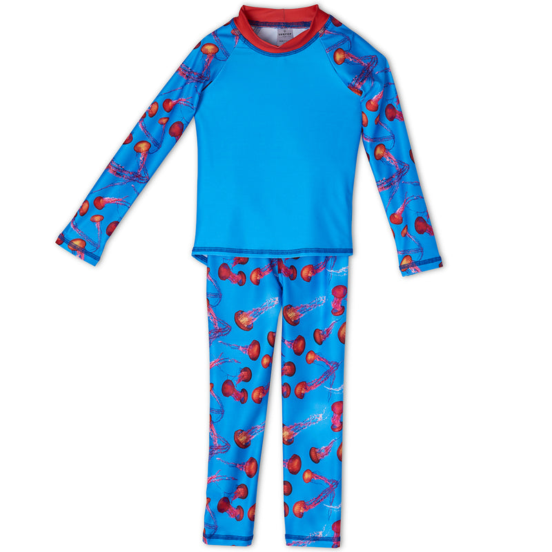 Red Jellyfish 2Pc Rash Guard Set Girls Sunpoplife