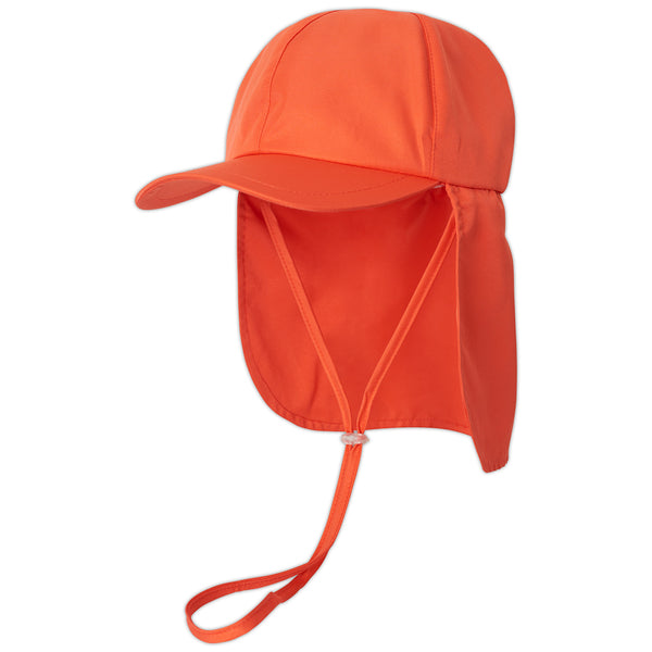 Kids Orange Legionnaire Sun Hat Upf 50 Size S Xl Boys Girls Unisex Sunpoplife Back Left Sunpoplife