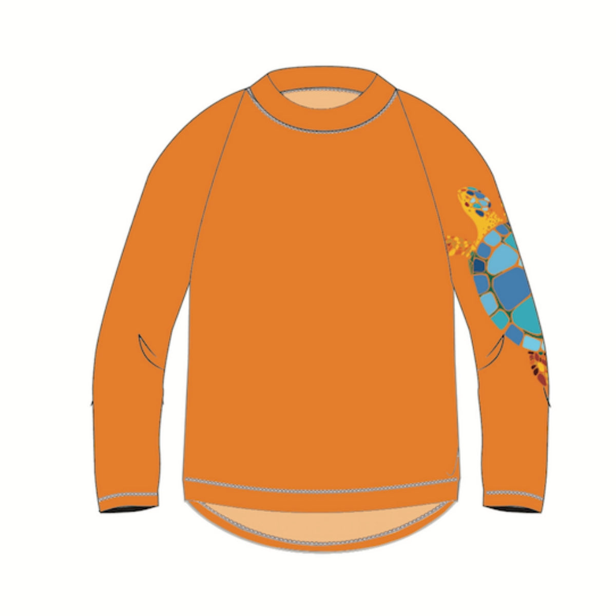 Turtle Long Sleeve Rash Guard Top UPF 50+ for Kids