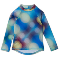 Blue Abstract Long Sleeve Rash Guard Top UPF 50+