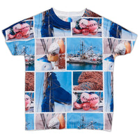 Boys Marina Photo Collage Tshirt Size Xs L Navy Red Sky Blue Modern Mariner Sunpoplife