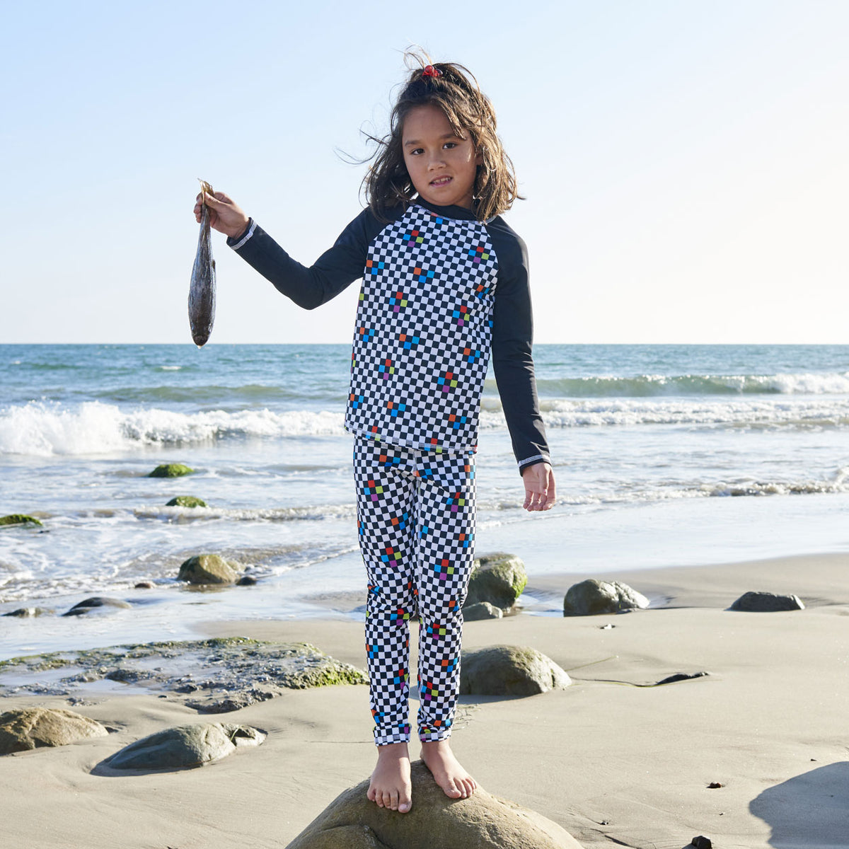 Checkerboard Hybrid Kids Leggings UPF 50+