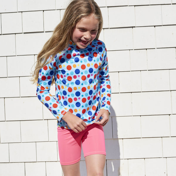 Dots Long Sleeve Rash Guard Top UPF 50+for Girls 