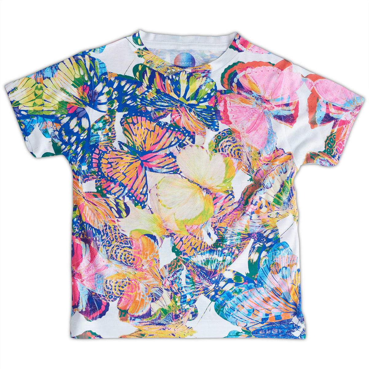 Girls Kaleidoscope Graphic Shirt Size Xs L Yellow Orange Blue Butterflies Opaline World Sunpoplife
