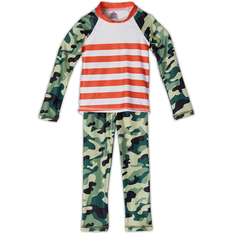 Green Camo 2-pc Rash Guard Set UPF 50+ for Boys – Sun Pop Life