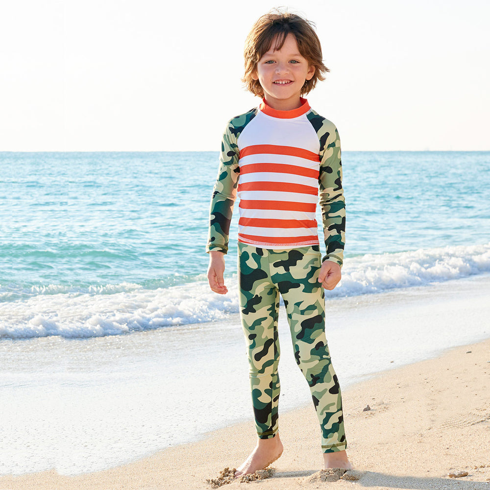 Green Camo 2-pc Rash Guard Set UPF 50+ for Boys – Sun Pop Life