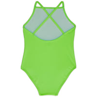 Green Girls' Criss Cross Back Swimsuit UPF 50+ Sun Pop Life®