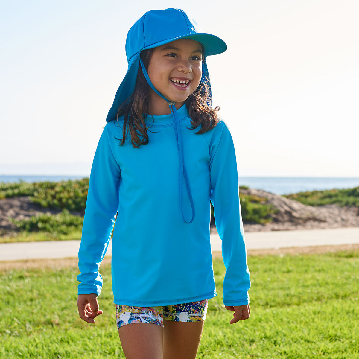 Island Blue Kids Long Sleeve Rash Guard Top UPF 50+