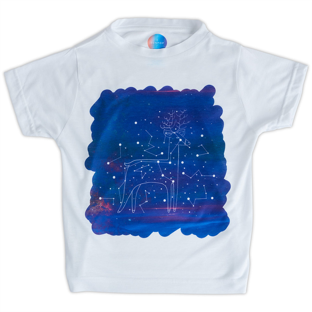 Kids Deer Graphic Tshirt Size Xs L White Purple Unisex Cosmos Orion Constellations Sunpoplife