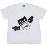 Kids Diagonal Owl Graphic Tshirt Black White Size Xs L Unisex Sunpoplife