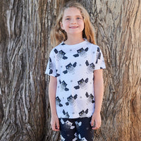 Kids Owls Pattern Graphic Tshirt Black White Size Xs L Unisex Beach Girl Standing On The Shade Of A Tree Sunpoplife