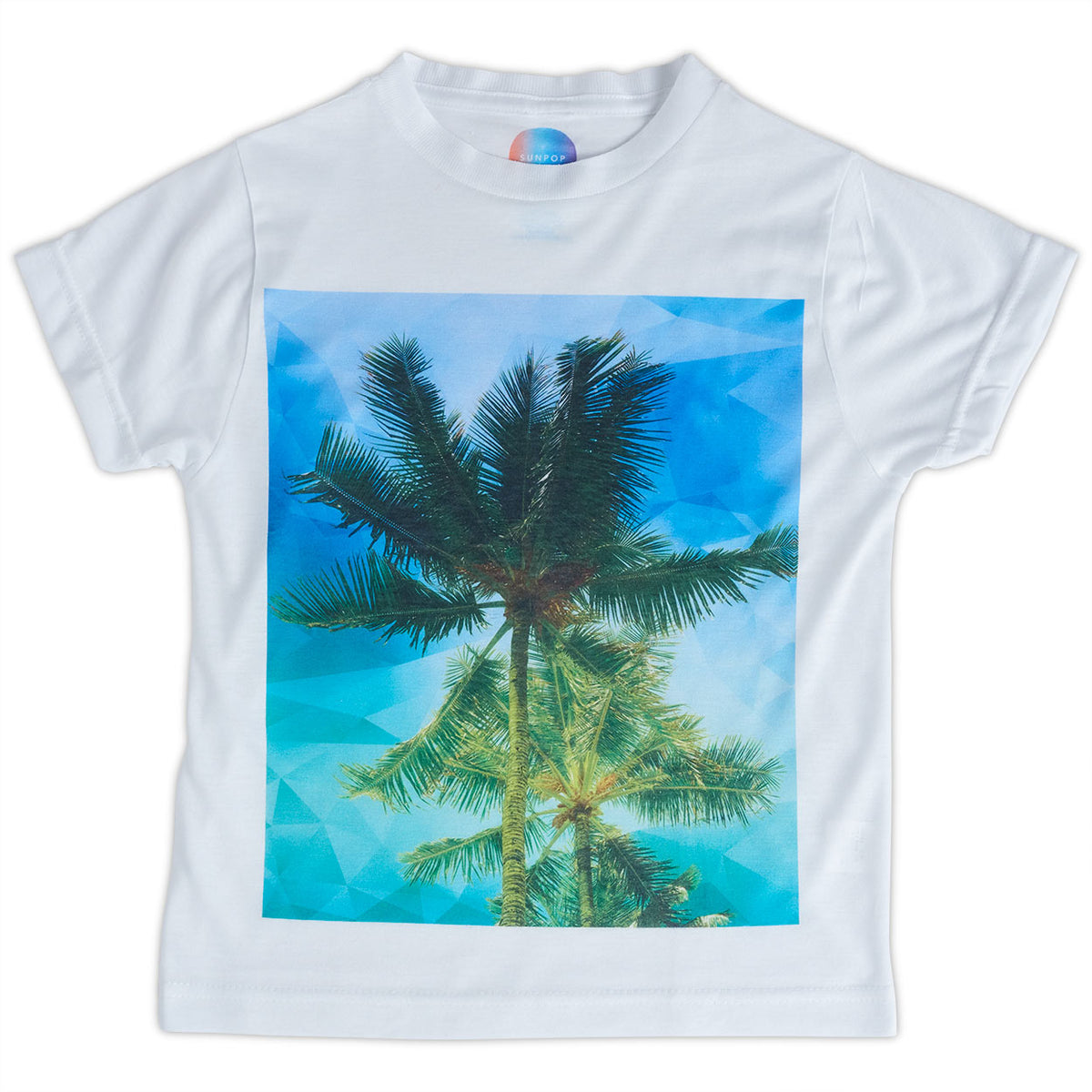 Kids Palms Graphic Tshirt White Green Blue Size Xs L Unisex Geo Tropical Sunpoplife