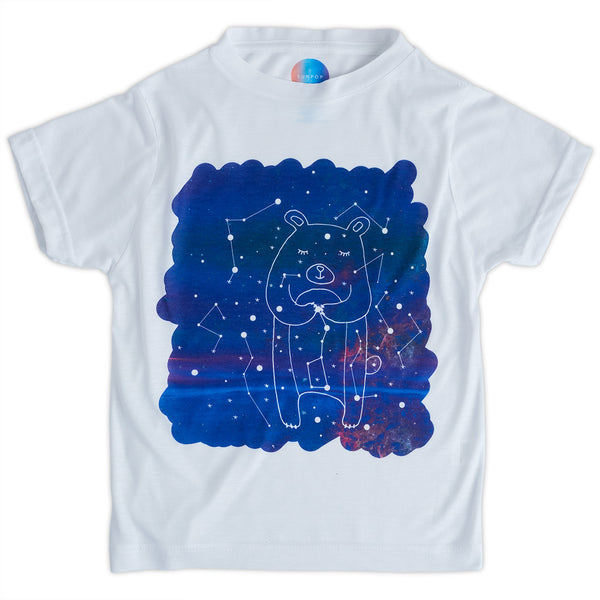 Kids Piggy Graphic Tshirt Size Xs L White Purple Unisex Cosmos Porcus Constellations Sunpoplife