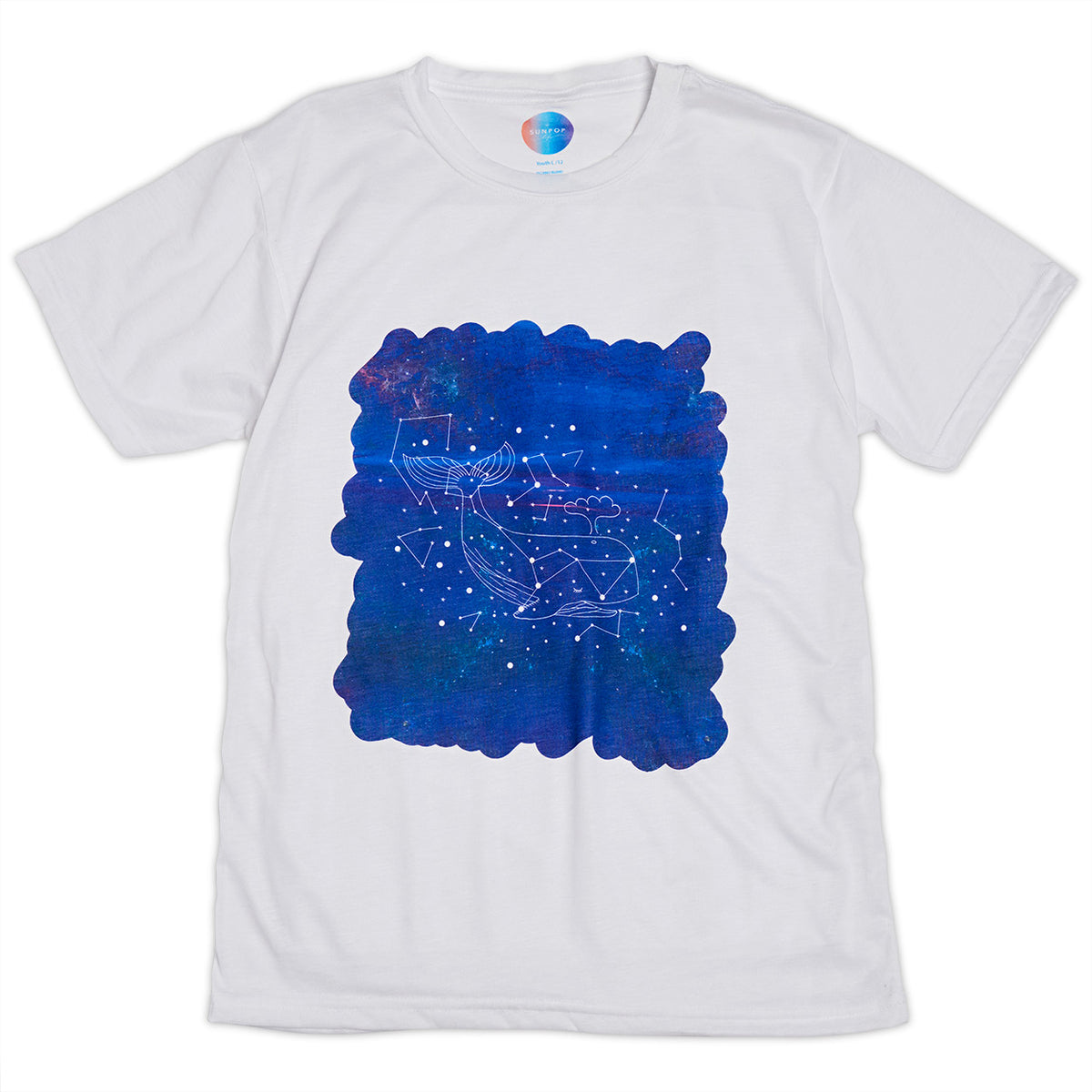 Kids Whale Graphic Tshirt Size Xs L White Purple Unisex Cosmos Cetus Constellations Sunpoplife