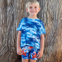 Kids Whitecaps Photo Tshirt White Blue Size Xs L Boy Standing In The Shade Smiling Sunpoplife