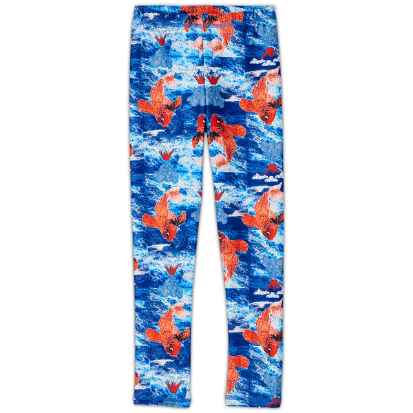 Koi Fish Sunblocker Leggings Upf50 White Blue Orange Boys Size 2 6 Sunpoplife