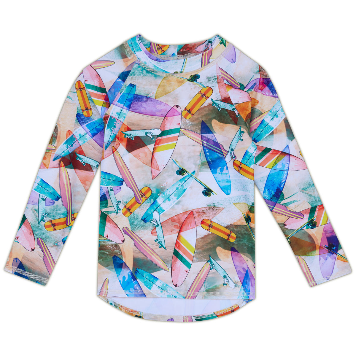 Surf & Skates Long-Sleeve Rashguard Top UPF 50+ Sun Pop Life®