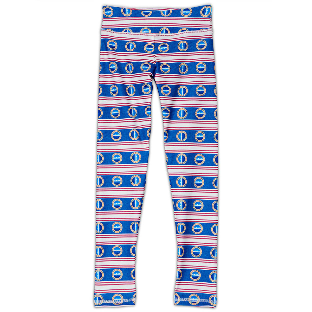 Mariner Hybrid Youth Legging Upf50 Girls 6 12 Red White Blue Stripes Denim Sunpoplife