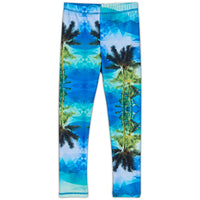 Palm Trees Hybrid Leggings Upf50 Kids Boys Girls Kids 2 6 Green Blue Unisex Geo Tropical Sunpoplife