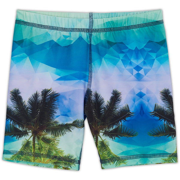 Palm Trees Hybrid Shorts Upf50 Kids Boys Size 2 12 Green Blue Geo Tropical Sunpoplife