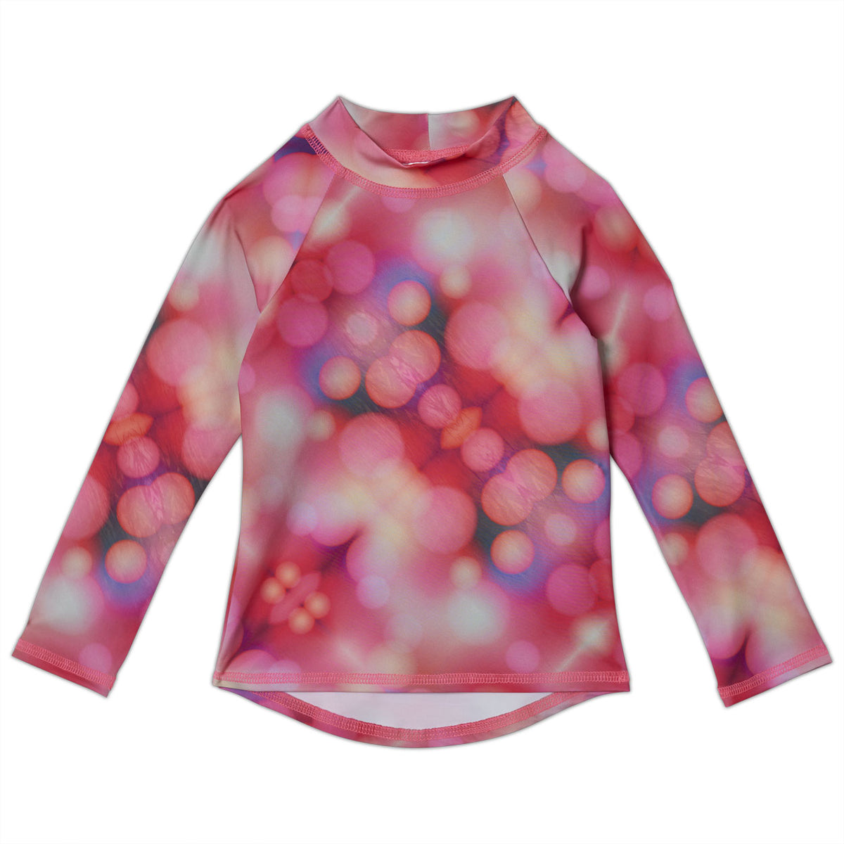 Pink Abstract Long Sleeve Rash Guard Top UPF 50+ for Girls