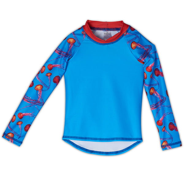 Red Jellyfish Rash Guard Top Kids Sunpoplife