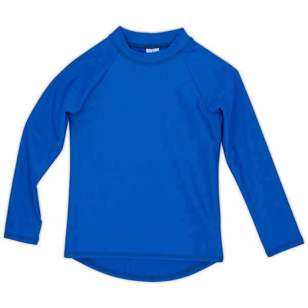 Royal Blue Kids Long Sleeve Rash Guard Top UPF 50+ 