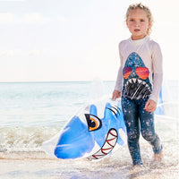 Shark 2Pc Rash Guard Set Girls With Inflatable Shark On The Beach Sunpoplife