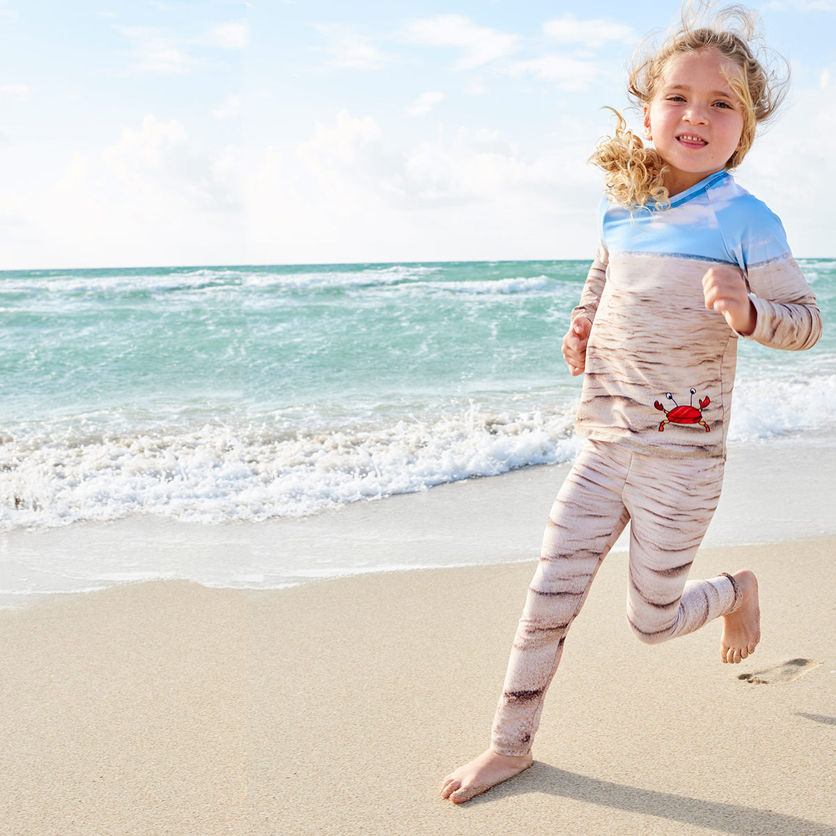 Sunny Carb 2Pc Rash Guard Set Girls Beautiful Girl On The Beach.Sunpoplife