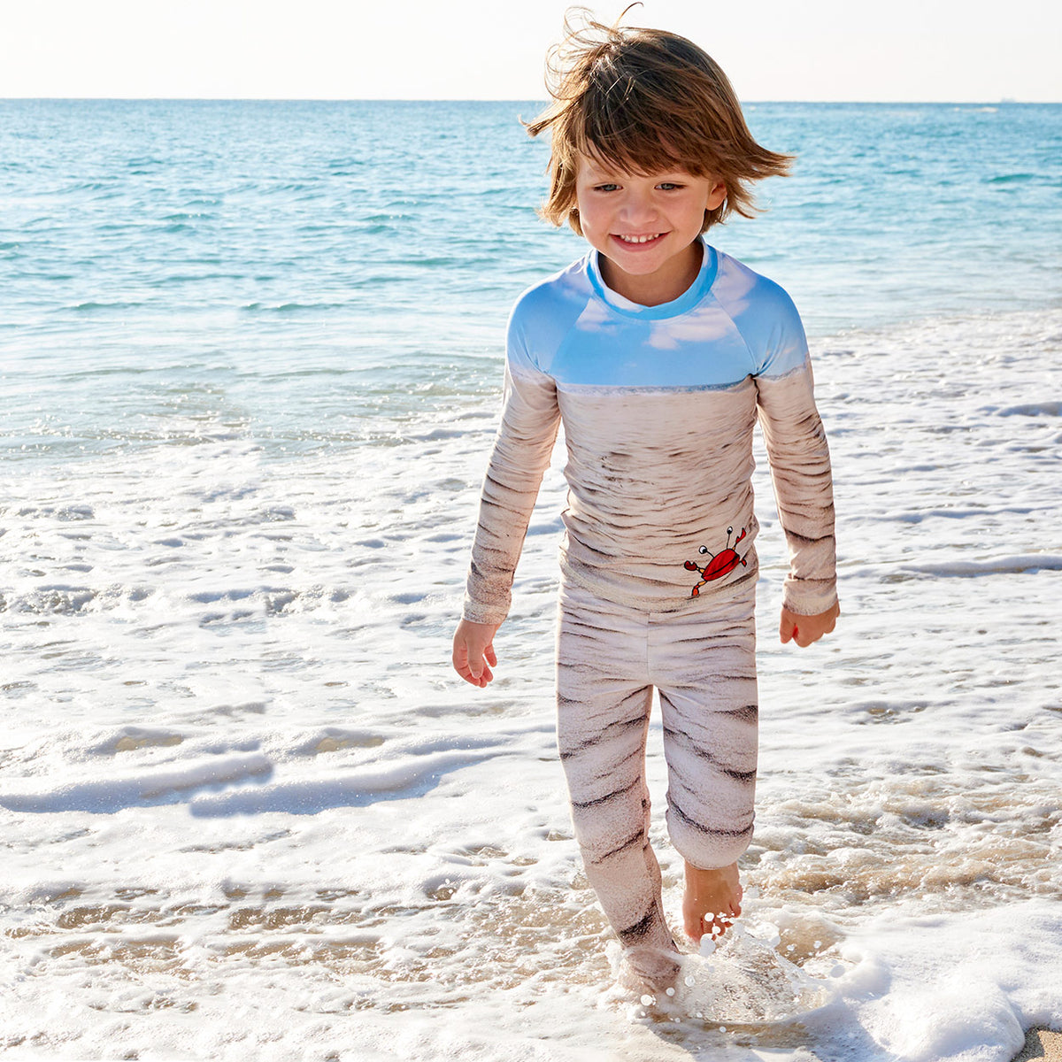 Sunny Crab 2 Pc Rash Guard Set Boys Light Wetsuit For The Beach Sunpoplife