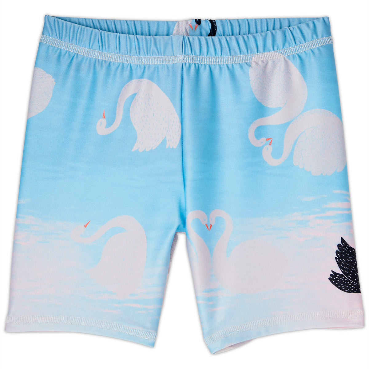 Swan Sunblocker Shorts Upf50 Kids Girls Size 2 12 White Aqua Peach Sunpoplife