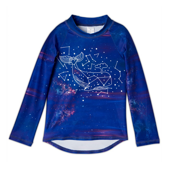 Whale Long Sleeve Rash Guard Top Upf50 Kids Boys Girls Size 2 12 Purple Unisex Cetus Constellations Cosmos Sunpoplife